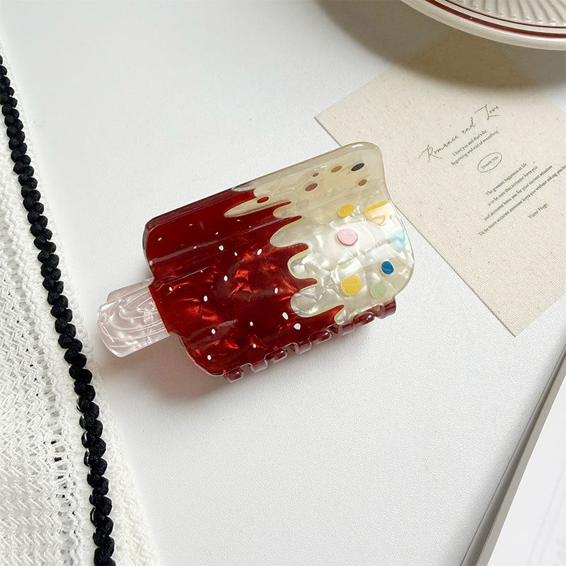 Fruity Ice Pop Hair Claw Clip Playful Summer Accent - Chocolate