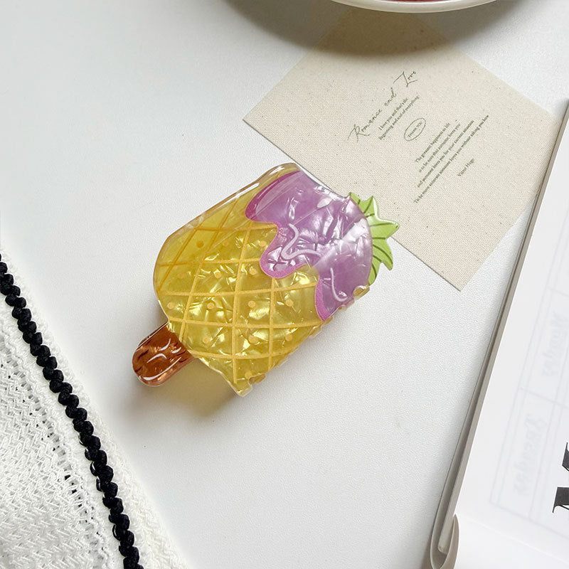Fruity Ice Pop Hair Claw Clip Playful Summer Accent - Pineapple