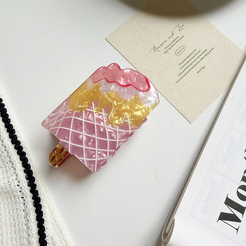 Fruity Ice Pop Hair Claw Clip Playful Summer Accent - Strawberry