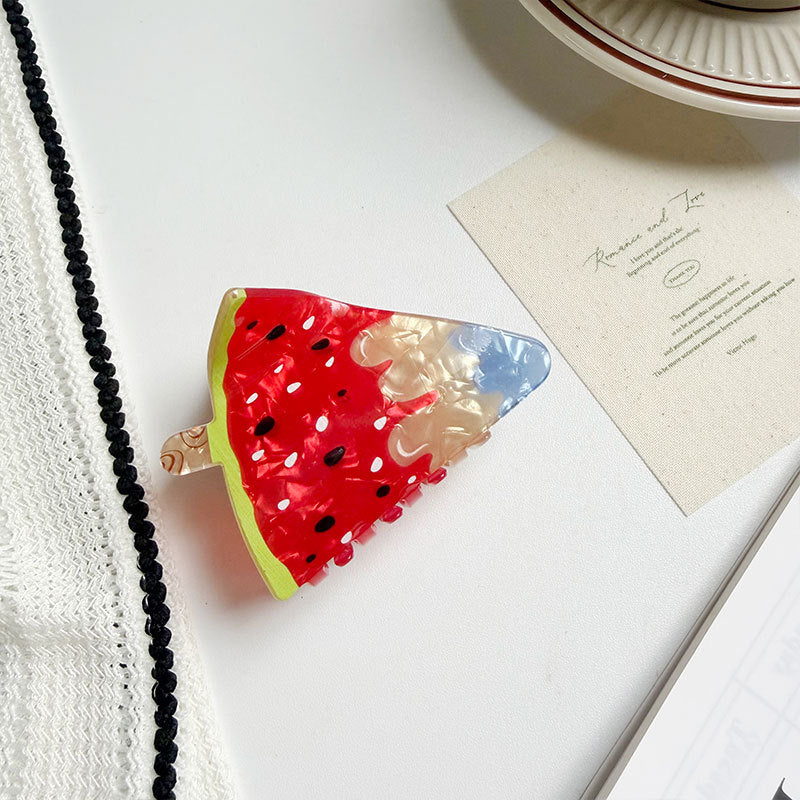 Fruity Ice Pop Hair Claw Clip Playful Summer Accent - Watermelon