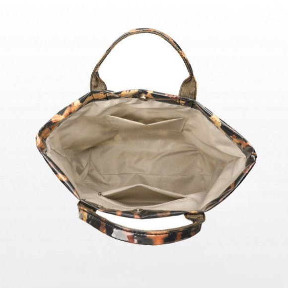 Leopard Print Tote Bag With Glossy Script Lettering - view 2