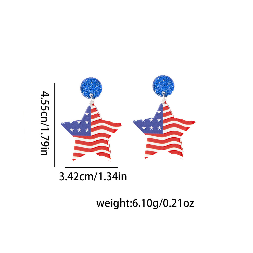 Stars And Stripes Novelty Dangle Earrings - Star