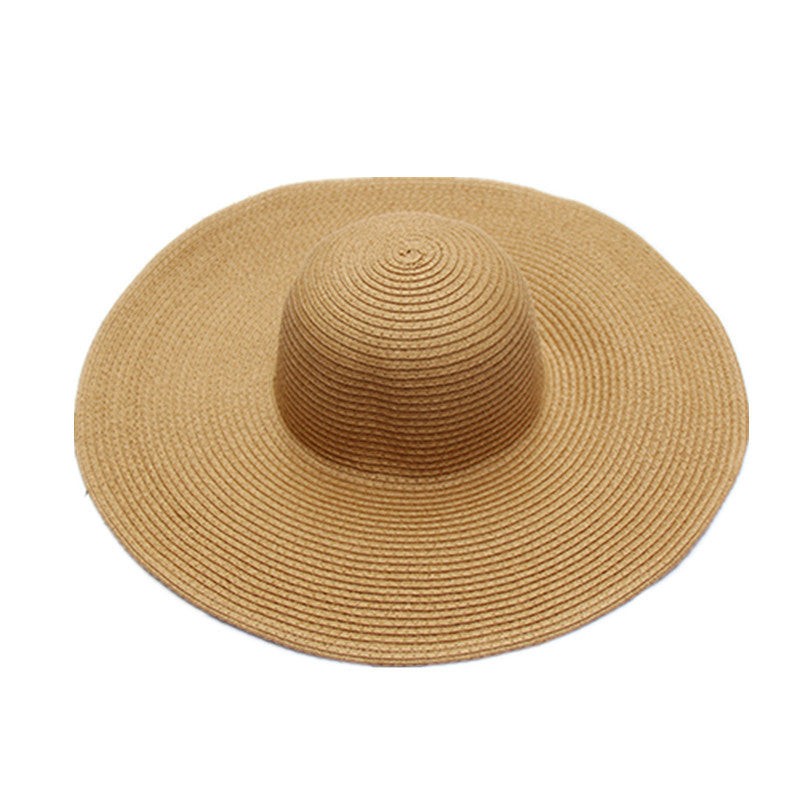 Foldable Floppy Wide Brim Straw Hat - Khaki