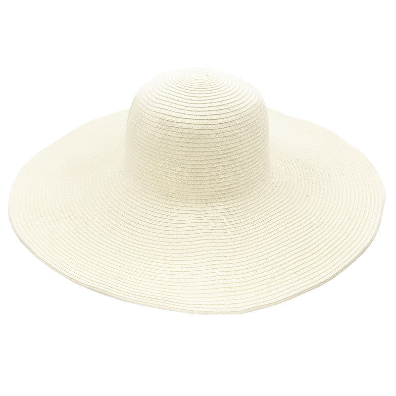 Foldable Floppy Wide Brim Straw Hat - Milky_White