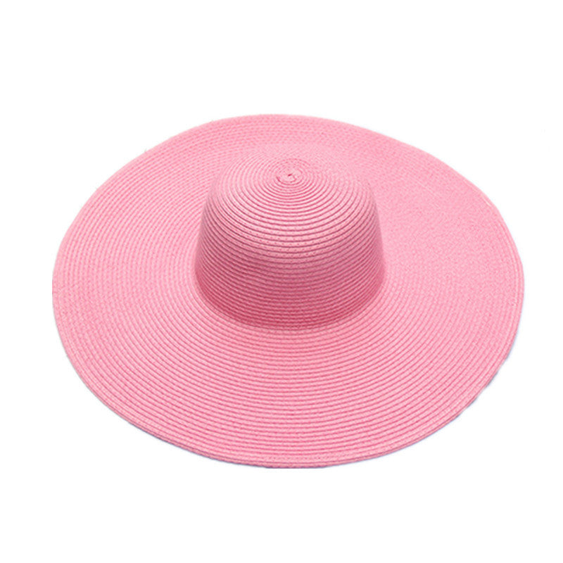Foldable Floppy Wide Brim Straw Hat - Pink