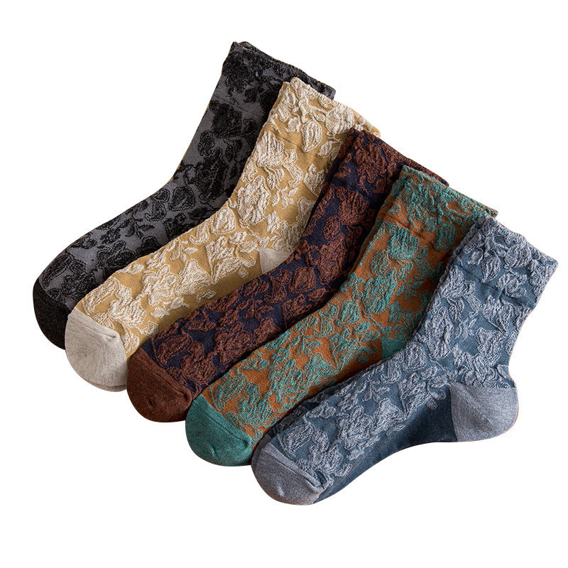 Vintage Embossed Floral Crew Socks - view 1