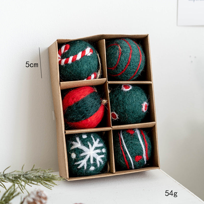 Felt Ball Christmas Ornament Set in Gift Box - NO-1