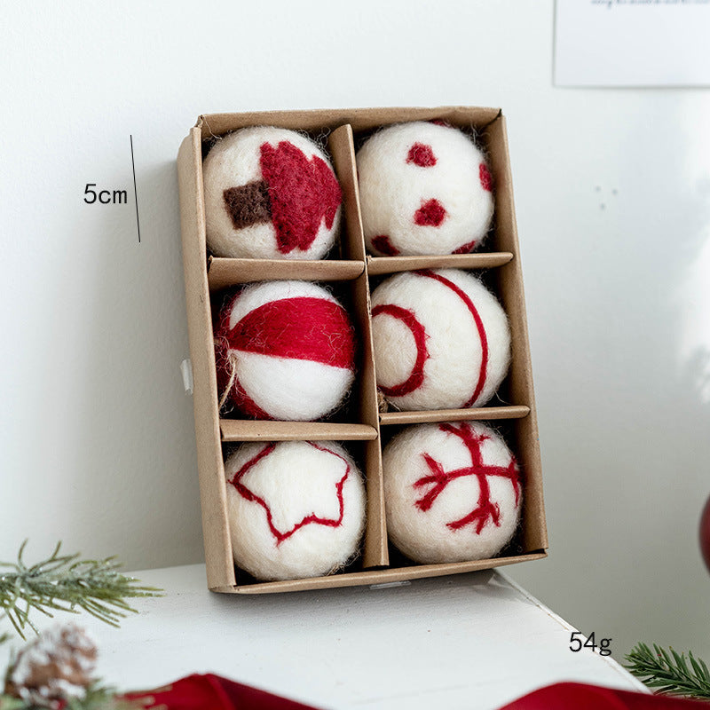 Felt Ball Christmas Ornament Set in Gift Box - NO-2