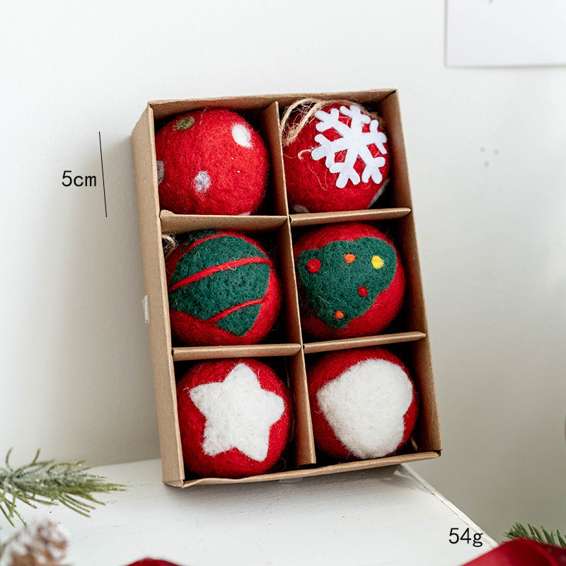 Felt Ball Christmas Ornament Set in Gift Box - NO-3