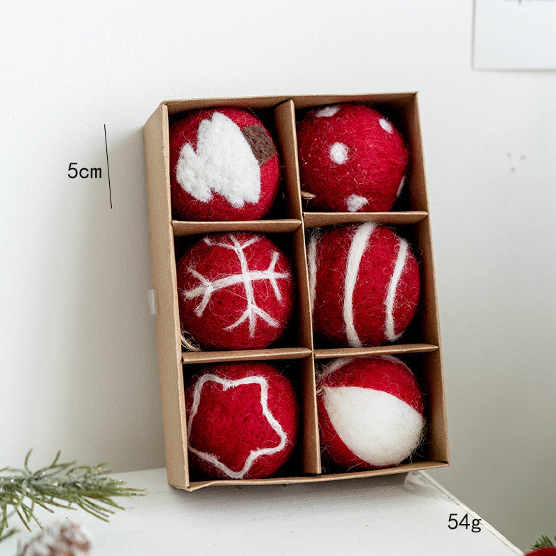 Felt Ball Christmas Ornament Set in Gift Box - NO-4