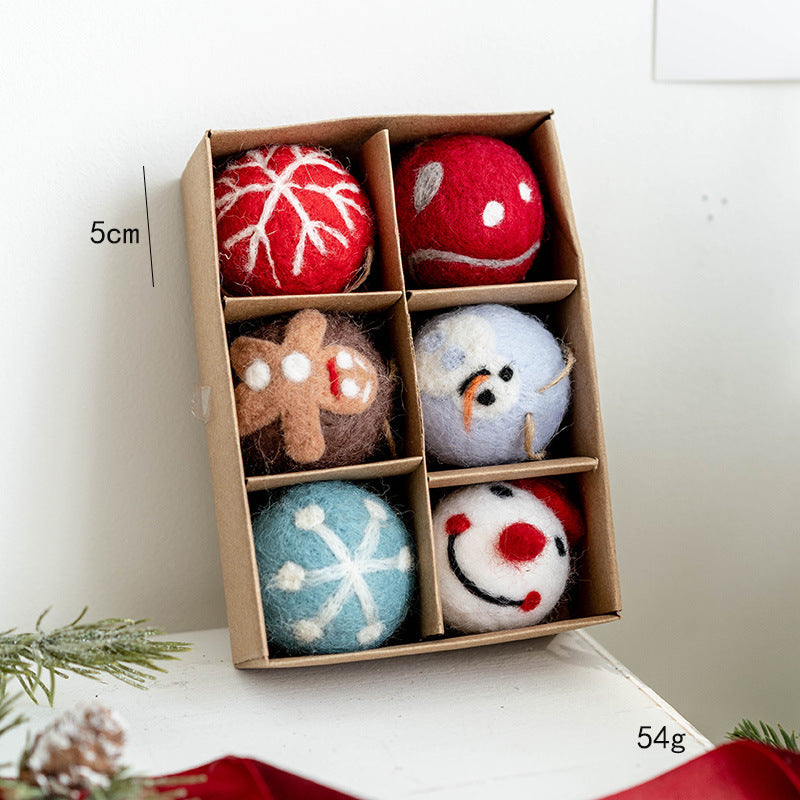 Felt Ball Christmas Ornament Set in Gift Box - NO-5