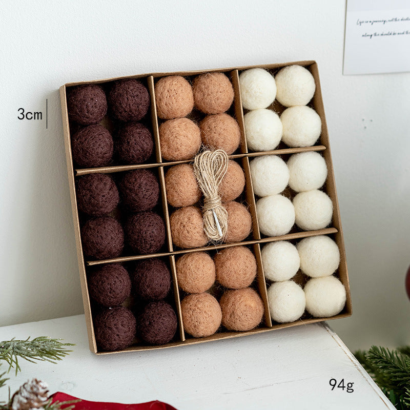 Felt Ball Christmas Ornament Set in Gift Box - NO-7