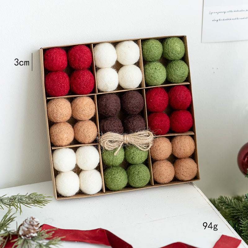 Felt Ball Christmas Ornament Set in Gift Box - NO-8 - 1