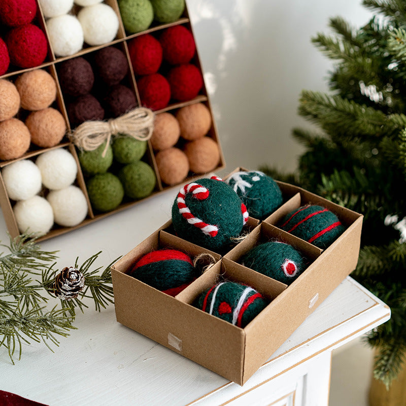 Felt Ball Christmas Ornament Set in Gift Box - NO-8 - 2