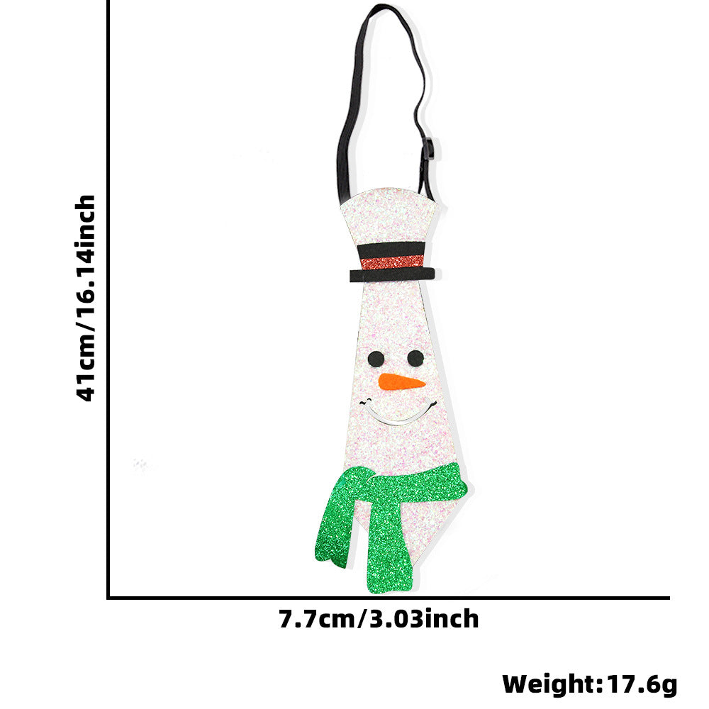 Sparkly Santa and Snowman Christmas Tie Decoration - NO07