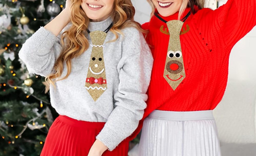 Sparkly Santa and Snowman Christmas Tie Decoration - view 1