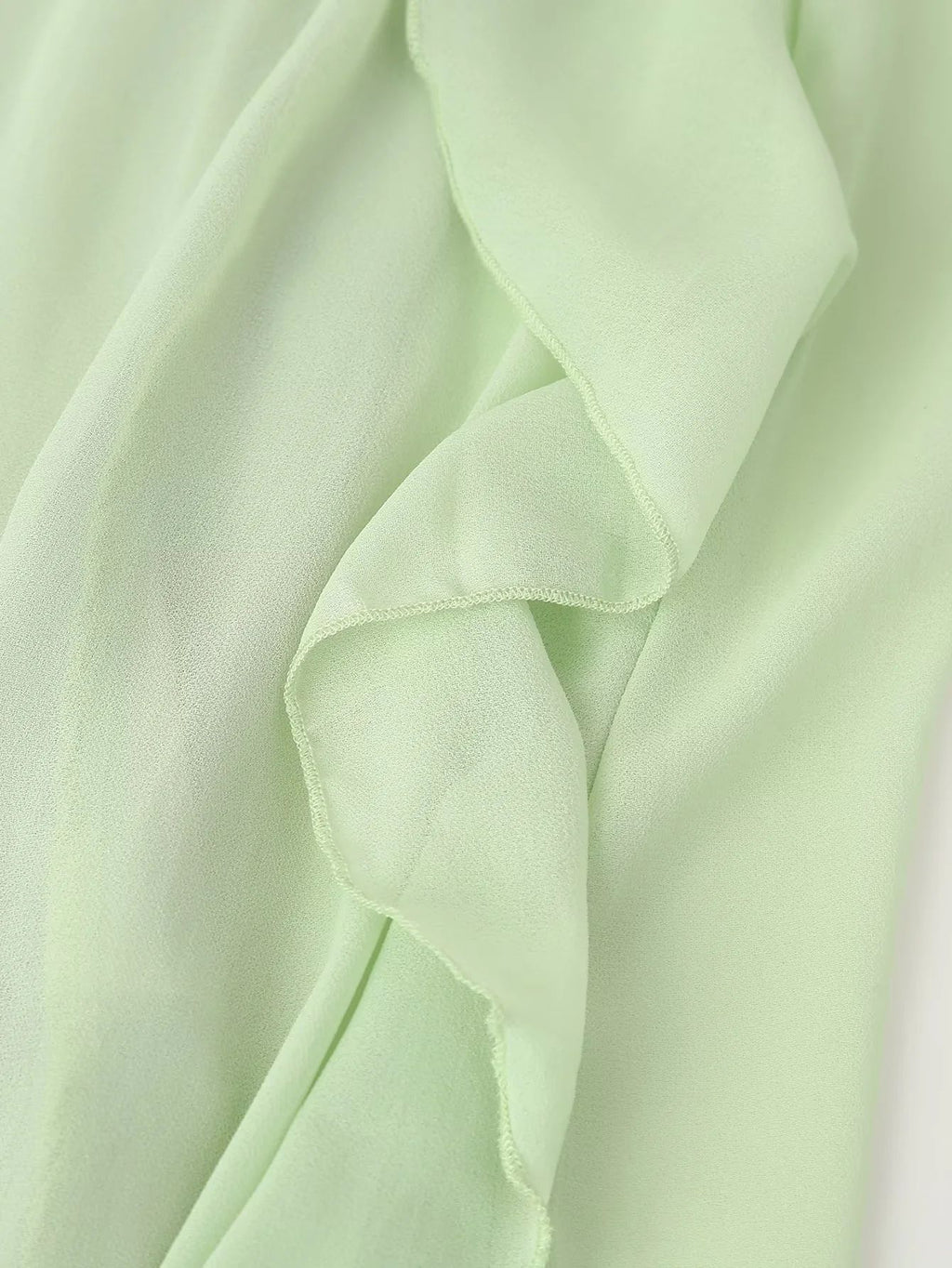 Chiffon Ruffle Sleeve Babydoll Mini Dress - Green - 11