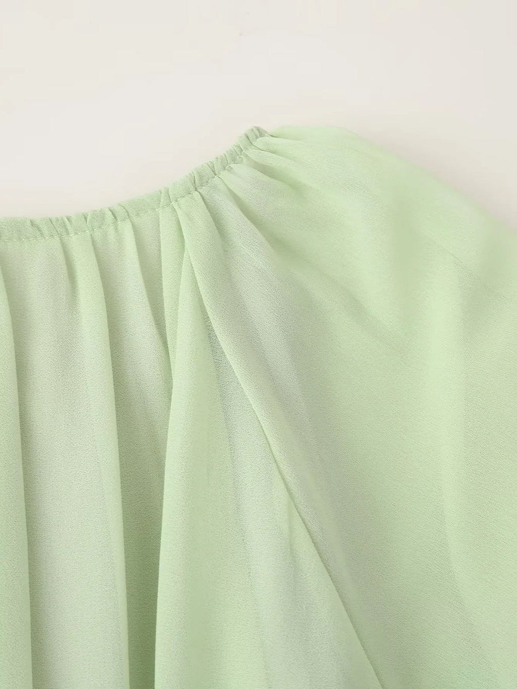 Chiffon Ruffle Sleeve Babydoll Mini Dress - Green - 12