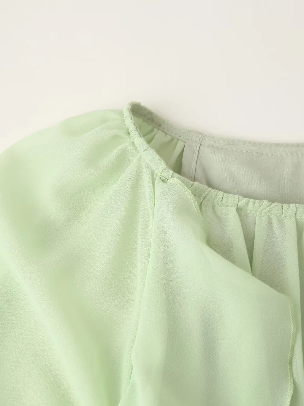 Chiffon Ruffle Sleeve Babydoll Mini Dress - Green - 2