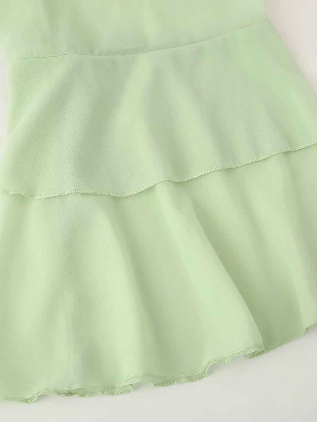 Chiffon Ruffle Sleeve Babydoll Mini Dress - Green - 3