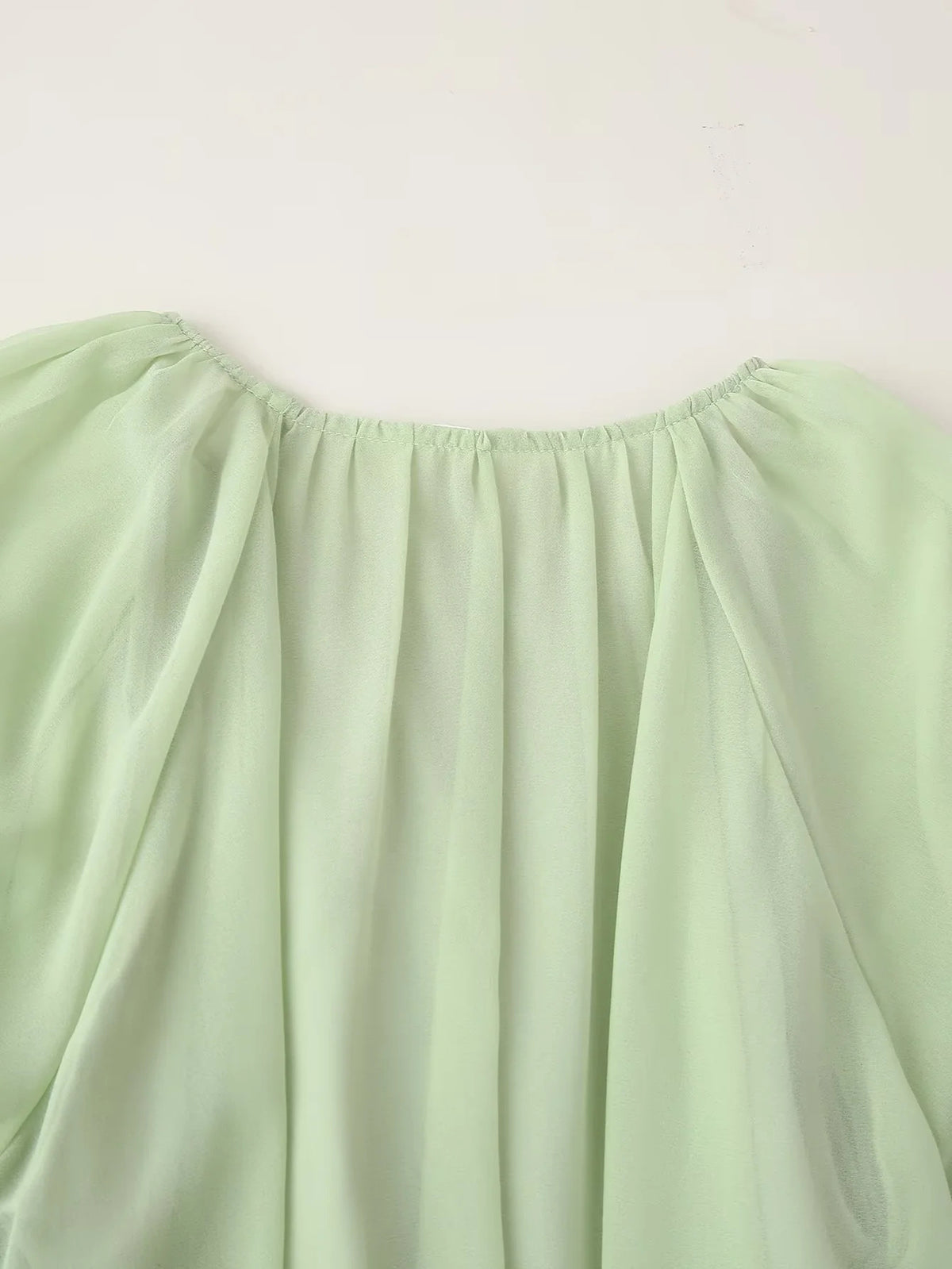 Chiffon Ruffle Sleeve Babydoll Mini Dress - Green - 5