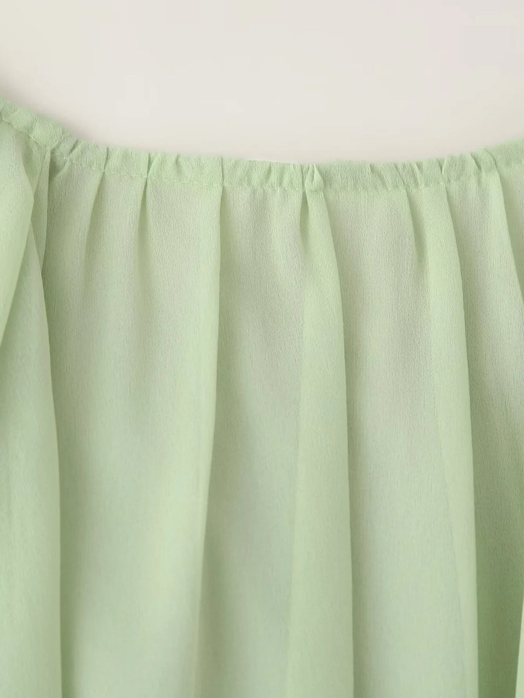 Chiffon Ruffle Sleeve Babydoll Mini Dress - Green - 6