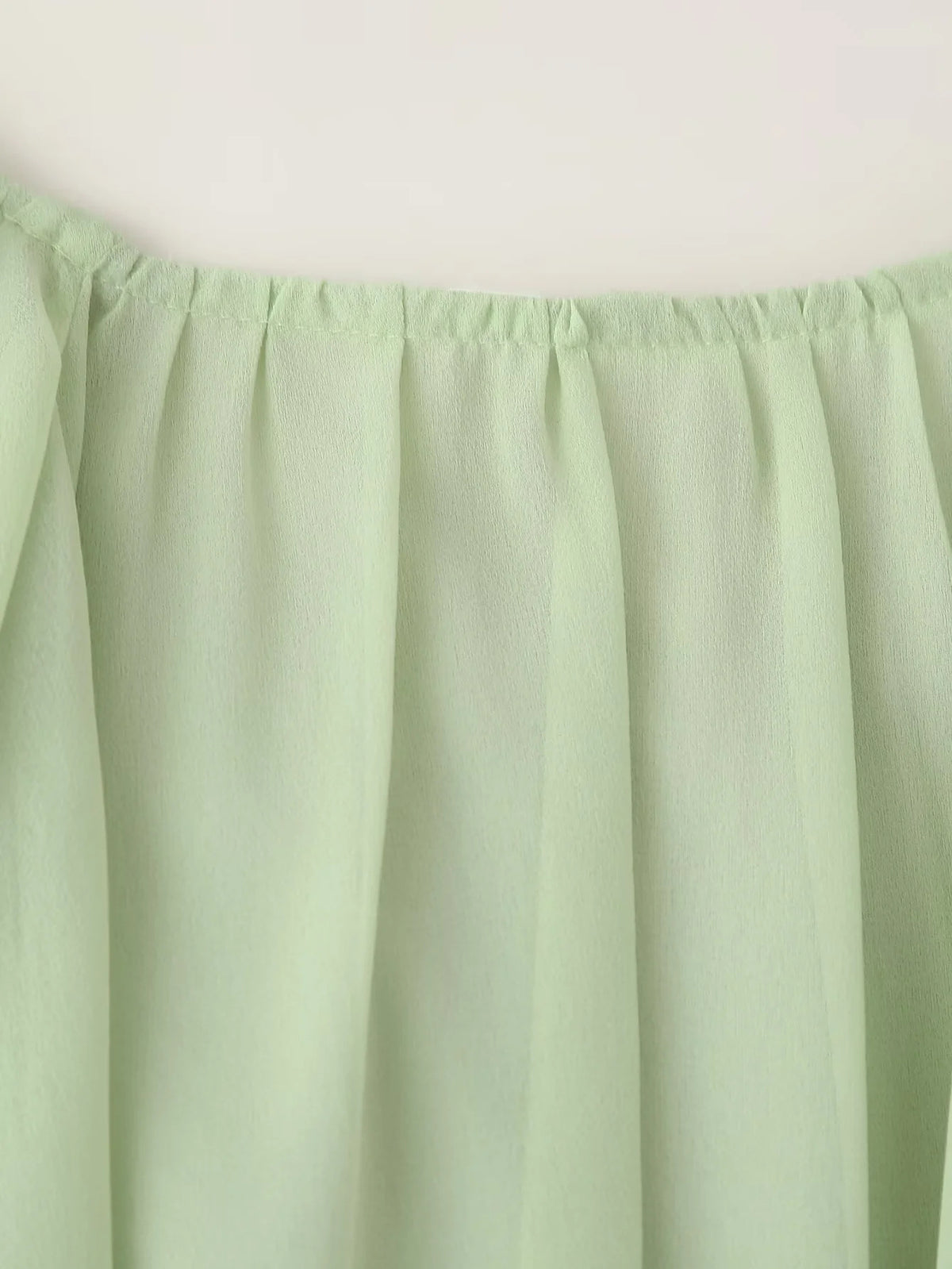 Chiffon Ruffle Sleeve Babydoll Mini Dress - Green - 6