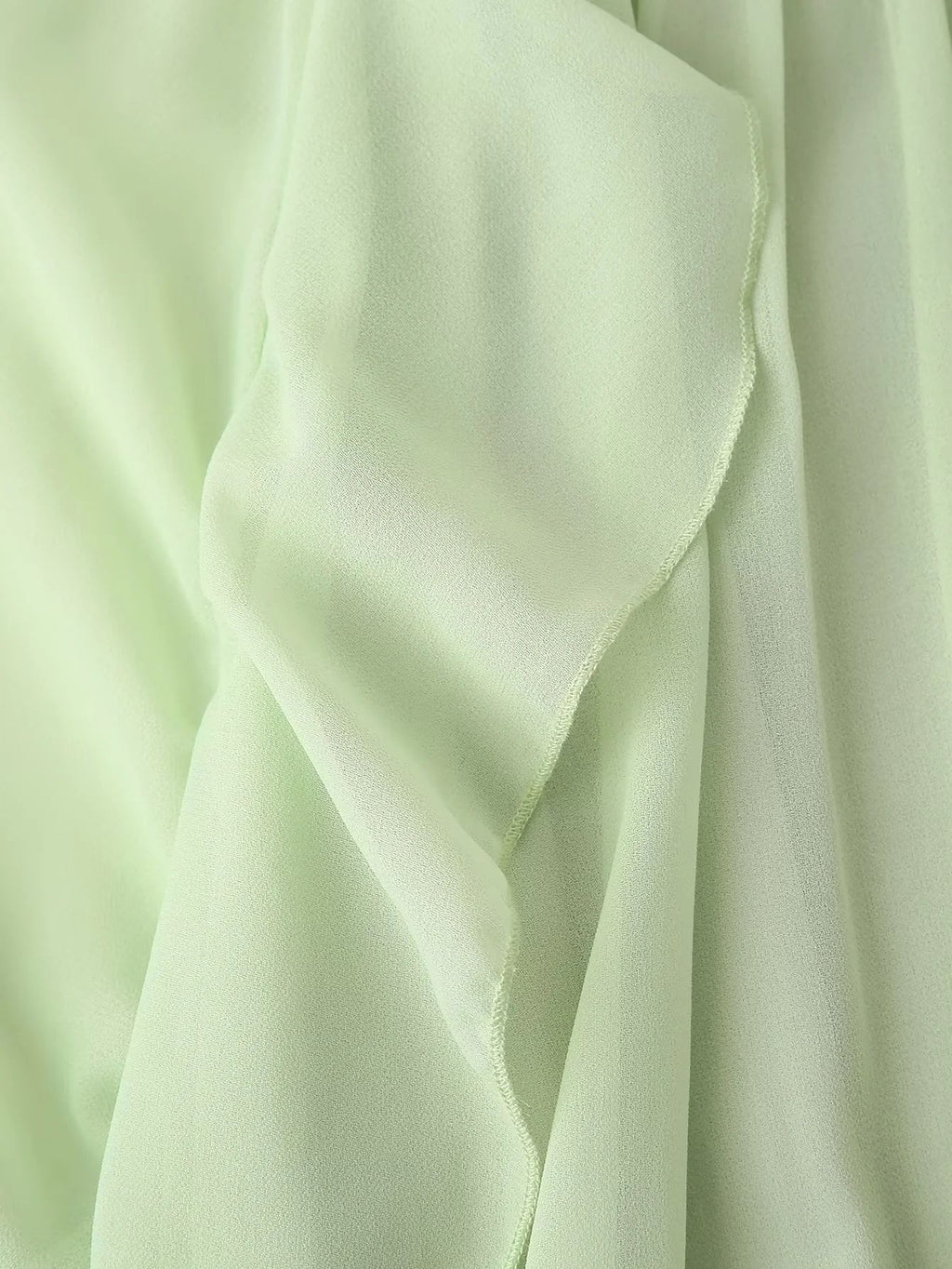 Chiffon Ruffle Sleeve Babydoll Mini Dress - Green - 8