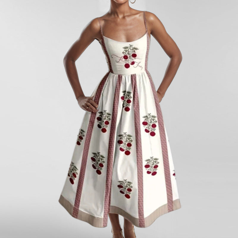 Sleeveless Novelty Print Flared Midi Dress - NO03