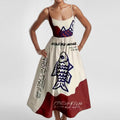 Sleeveless Novelty Print Flared Midi Dress - NO04