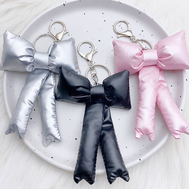 Y2K Puffy Satin Bow Keychain