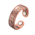 Flower Embossed Magnetic Adjustable Ring - Red