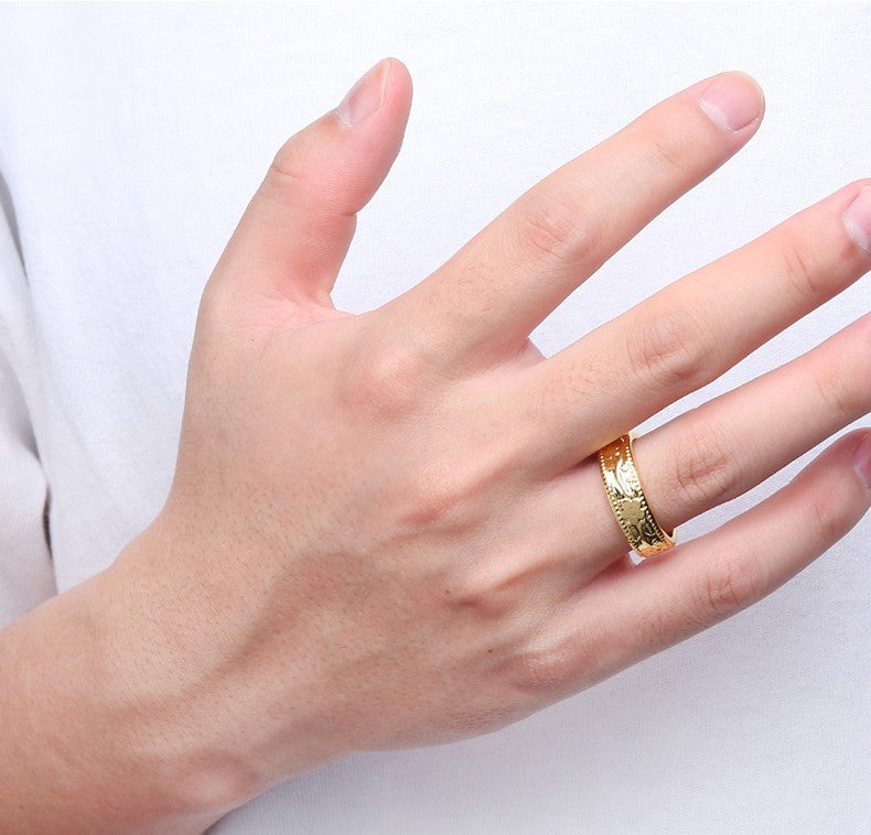 Flower Embossed Magnetic Adjustable Ring