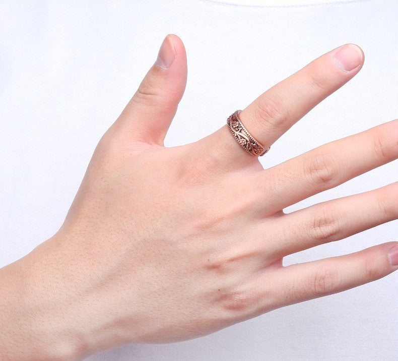 Flower Embossed Magnetic Adjustable Ring - view 2