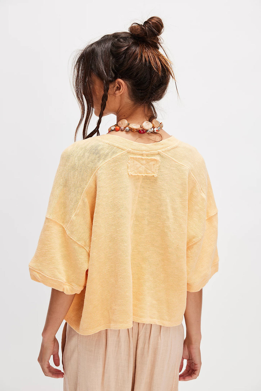 Cropped Boxy Button Down Knit Shirt