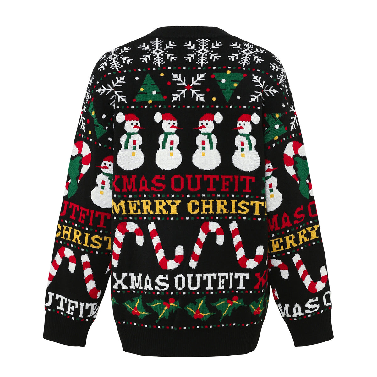 Novelty Snowman And Candy Cane Sweater - Black - 1