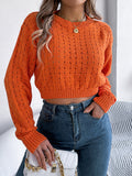 Open Back Pointelle Knit Crop Top - Orange
