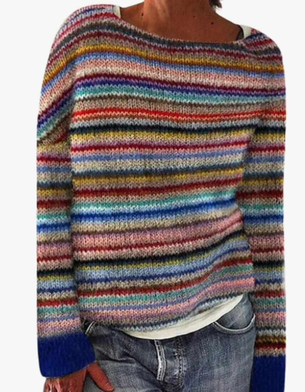 Sheep And Forest Jacquard Knit Pullover Top - Red