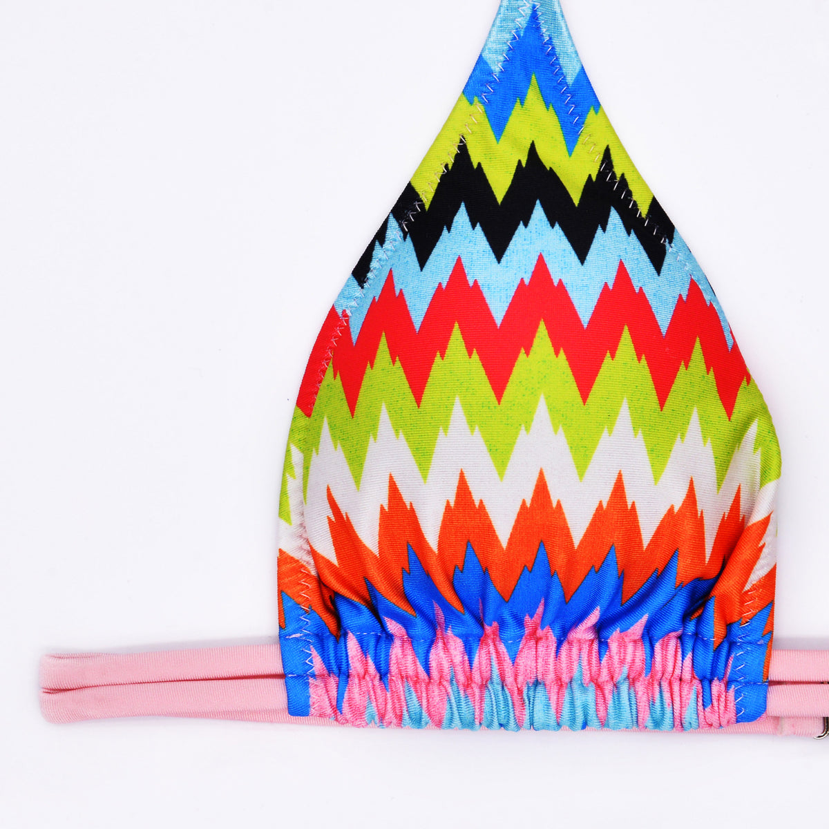 Zigzag Print Triangle Tie Side Bikini - Colorful - 6