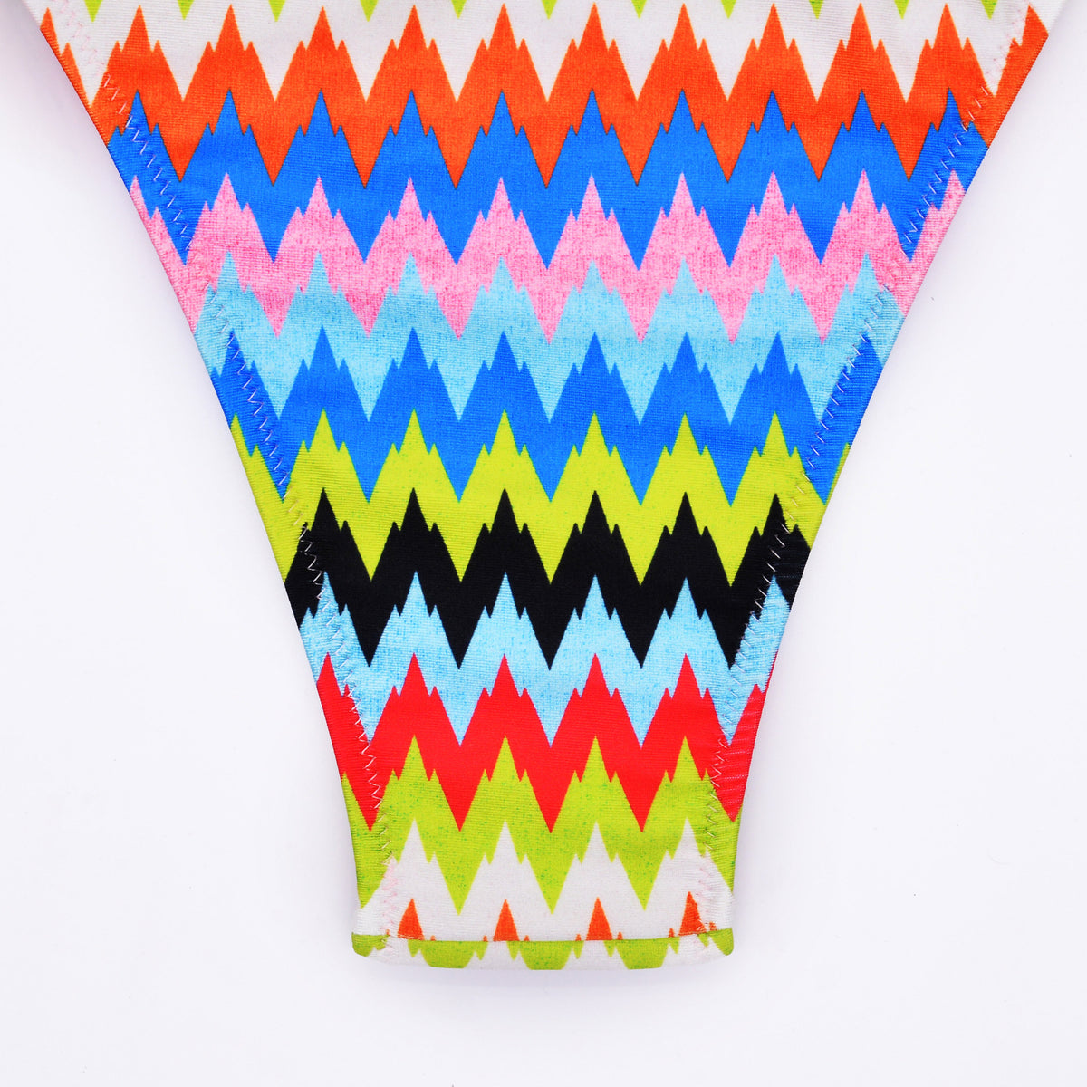 Zigzag Print Triangle Tie Side Bikini - Colorful - 7