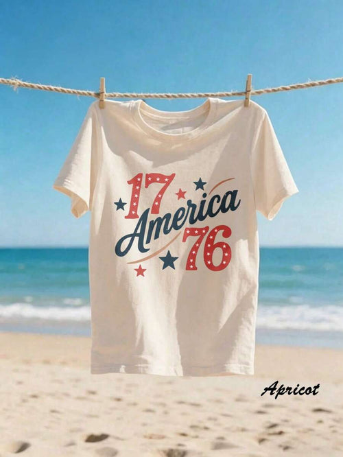 Americana 1776 Star Graphic Cotton Tee - Apricot - 1