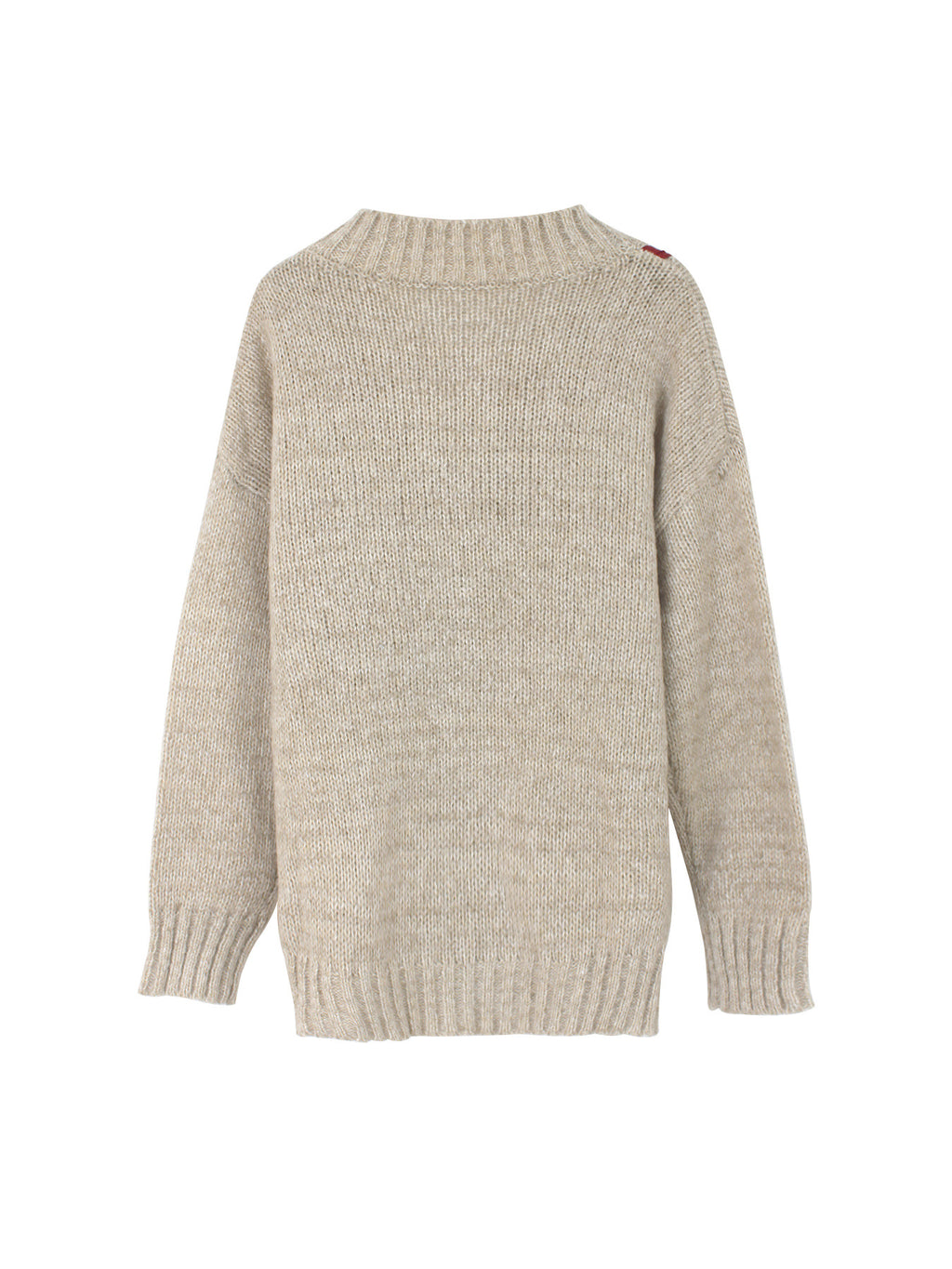 V Neck Knit Sweater With Ribbon Bow Tie - Khaki - 1