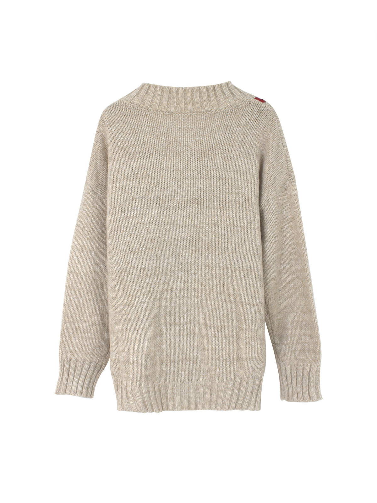 V Neck Knit Sweater With Ribbon Bow Tie - Khaki - 1