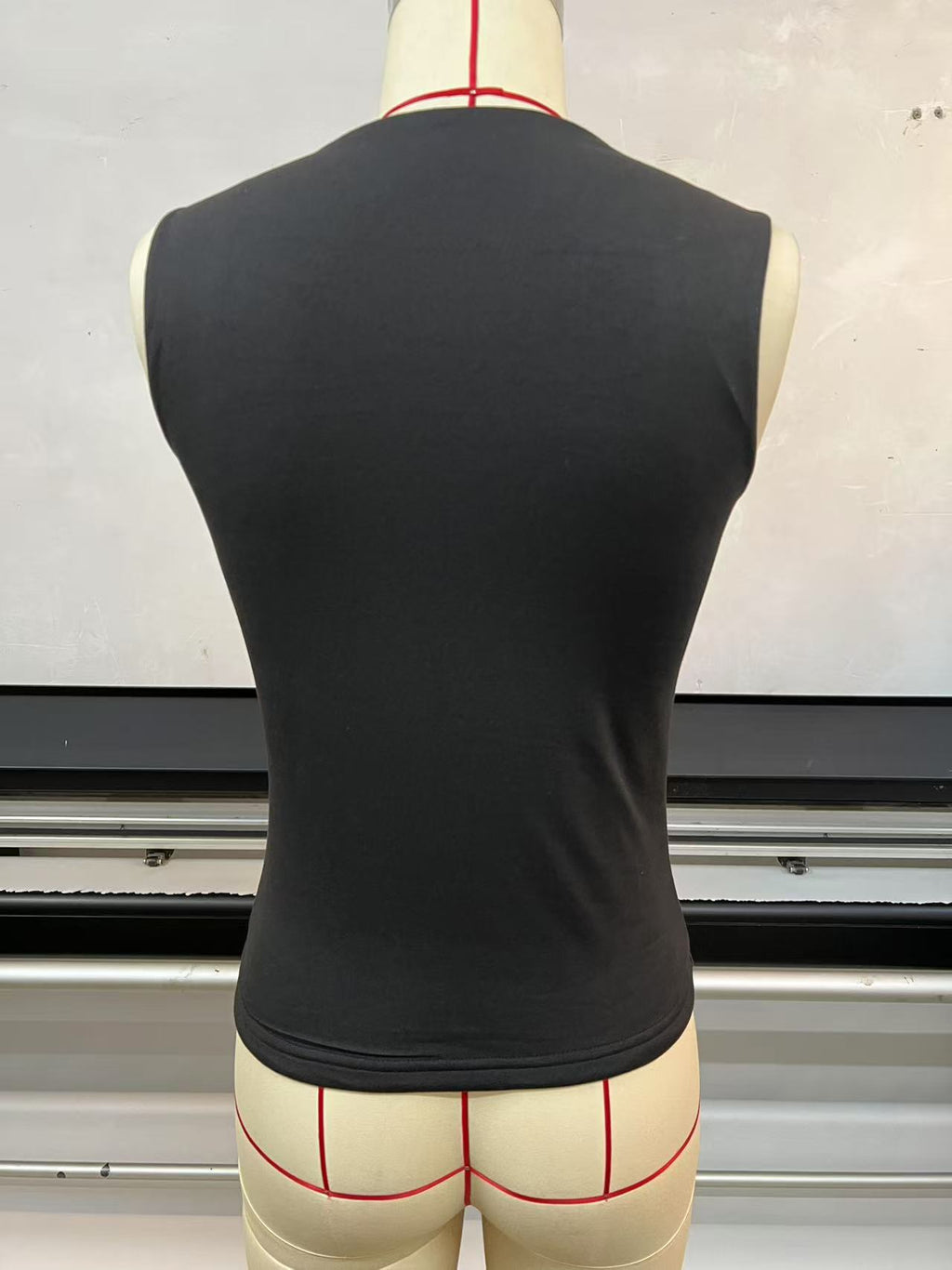 Square Neck Fitted Basic Tank Top - Black - 2