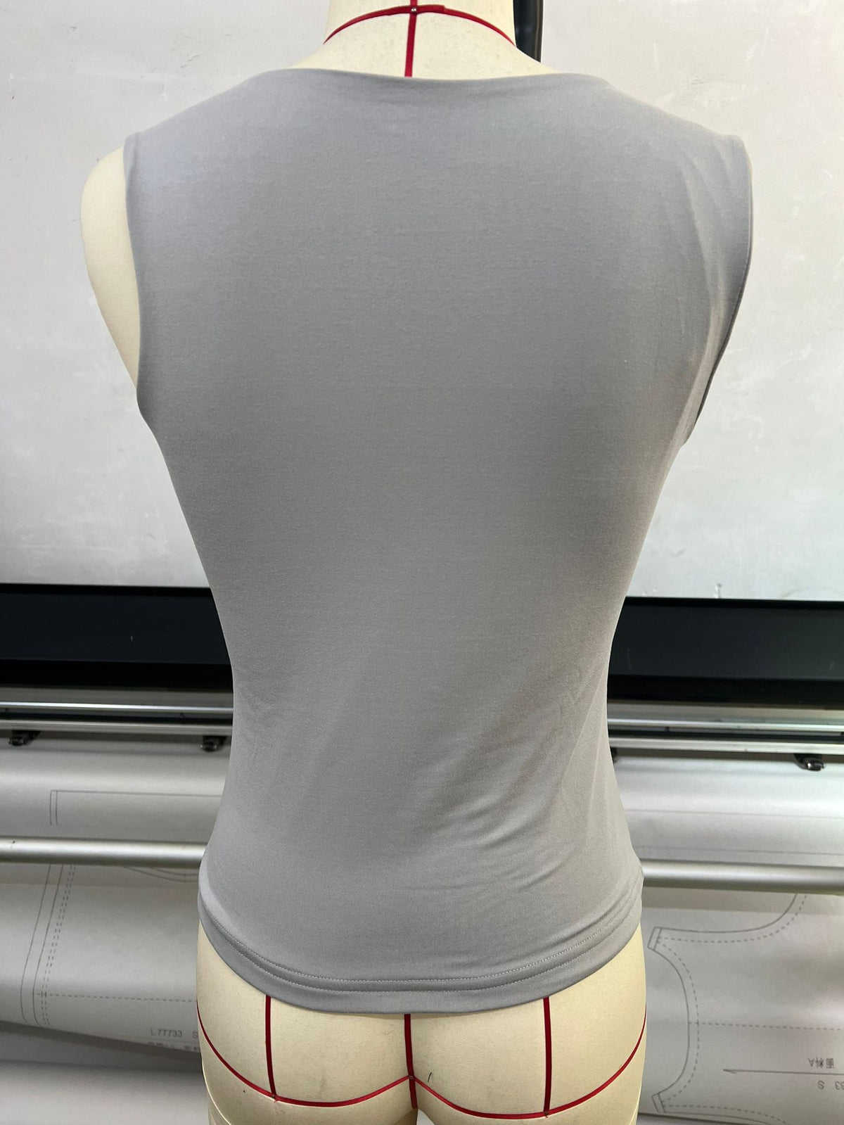 Square Neck Fitted Basic Tank Top - Grey - 2