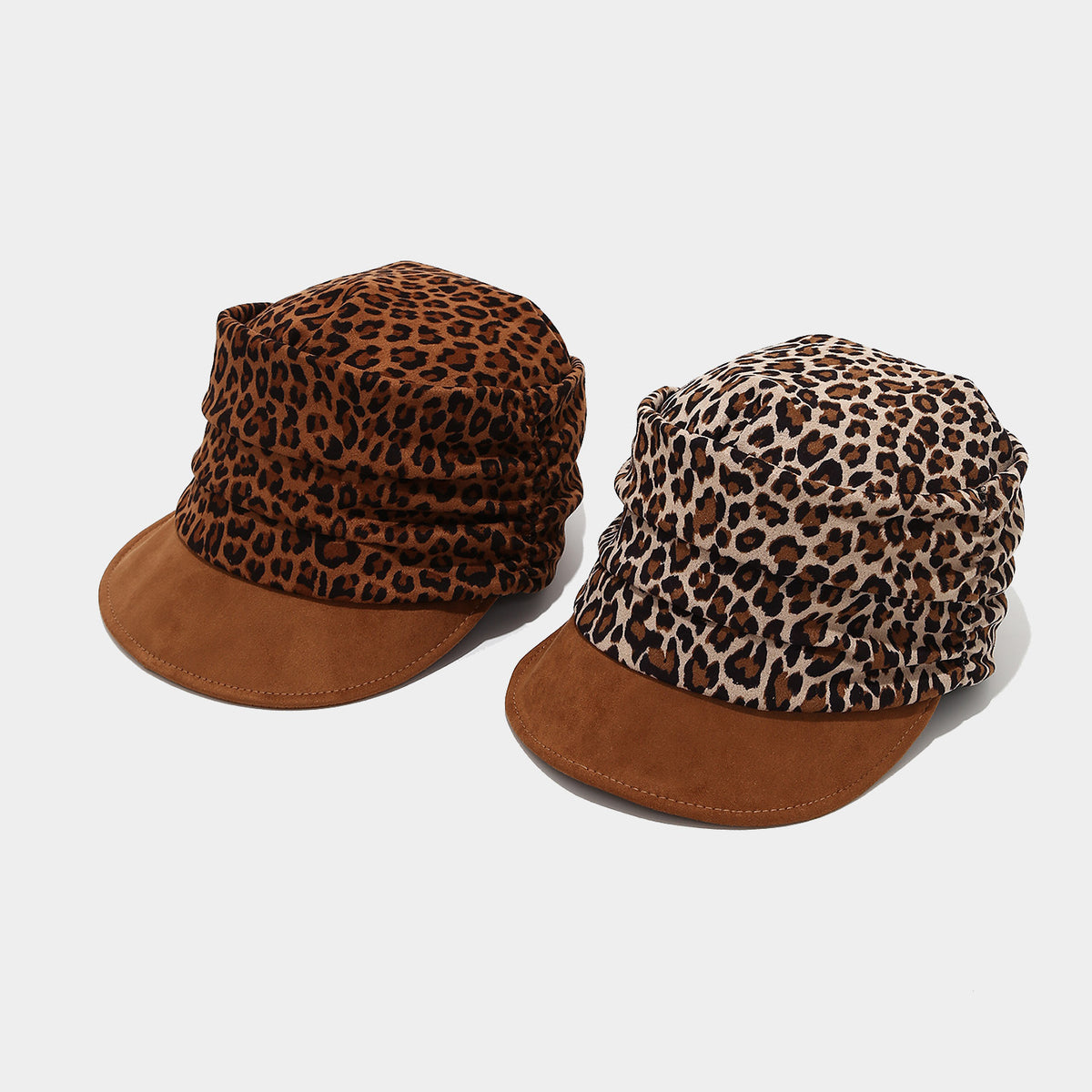 Leopard Print Ruched Cadet Cap - view 1