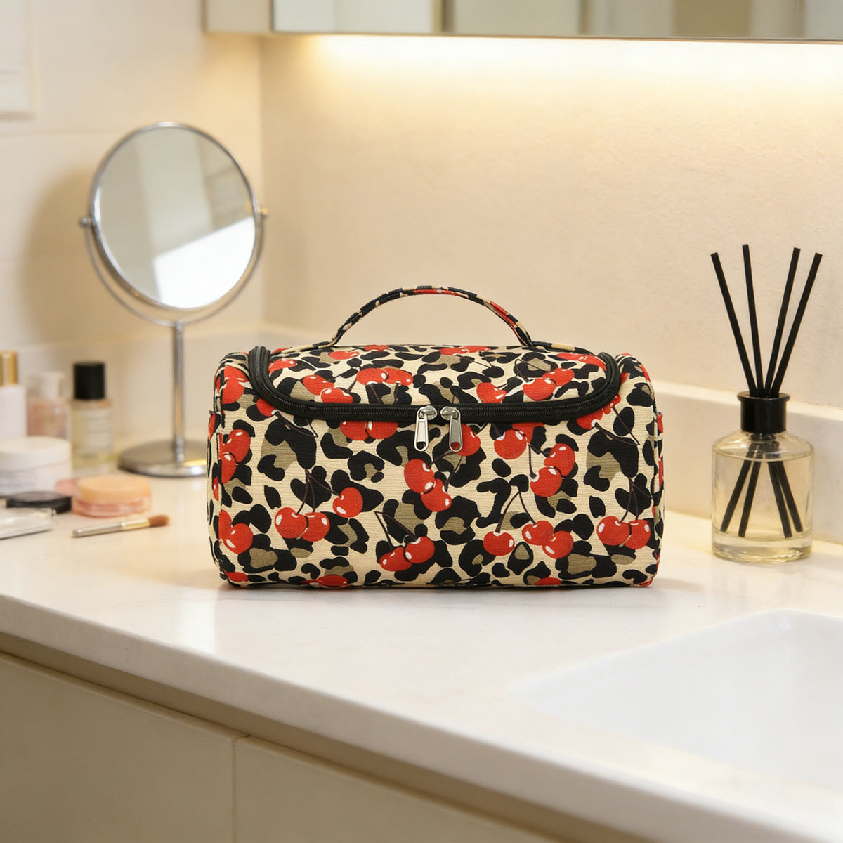 Hanging Travel Toiletry Bag For Hair Tools - Cherry - 5