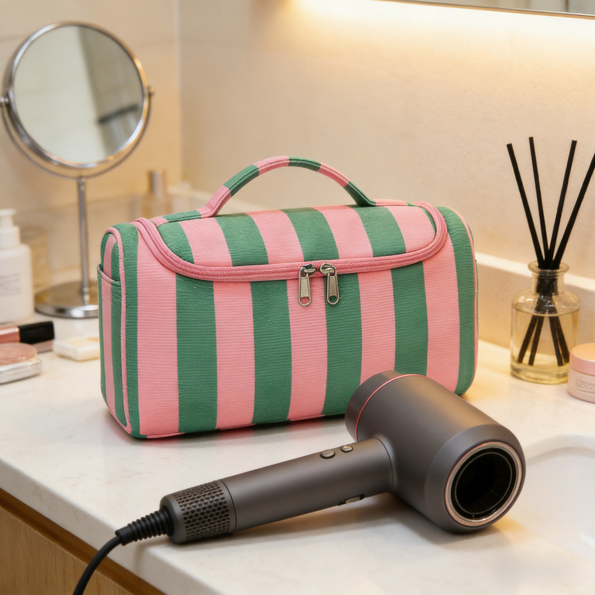 Hanging Travel Toiletry Bag For Hair Tools - GPink - 1