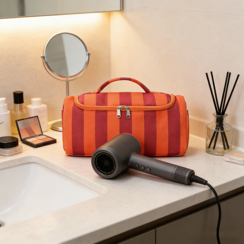 Hanging Travel Toiletry Bag For Hair Tools - Orange - 1