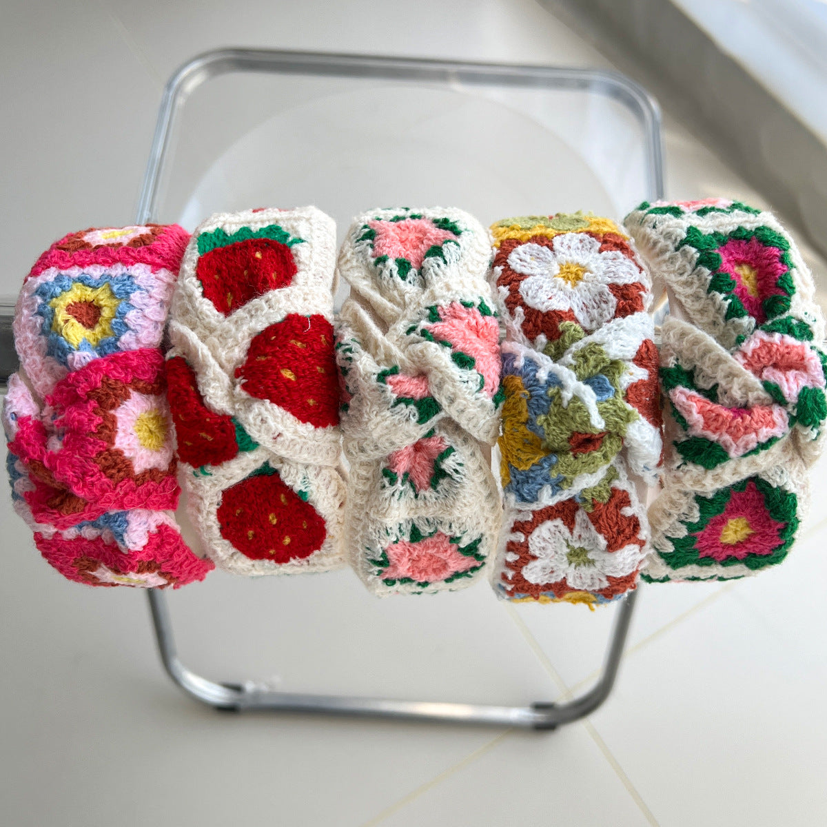 Crochet Granny Square Floral Headband